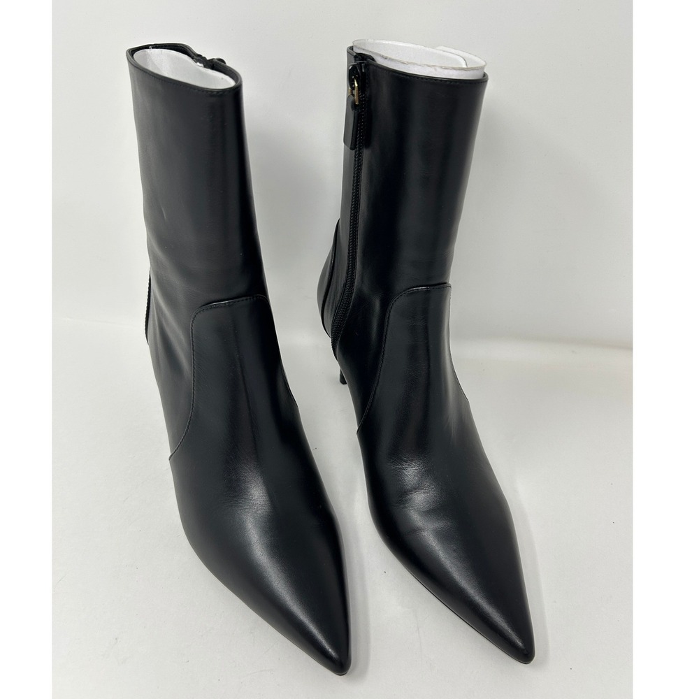 Stuart Weitzman Womens Black Leather Pointed Toe Stiletto Ankle Boots Dress Sz 8 - Picture 2 of 11